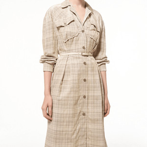 한섬 타임 time 체크 셔츠 벨티드 원피스 55사이즈 이미지