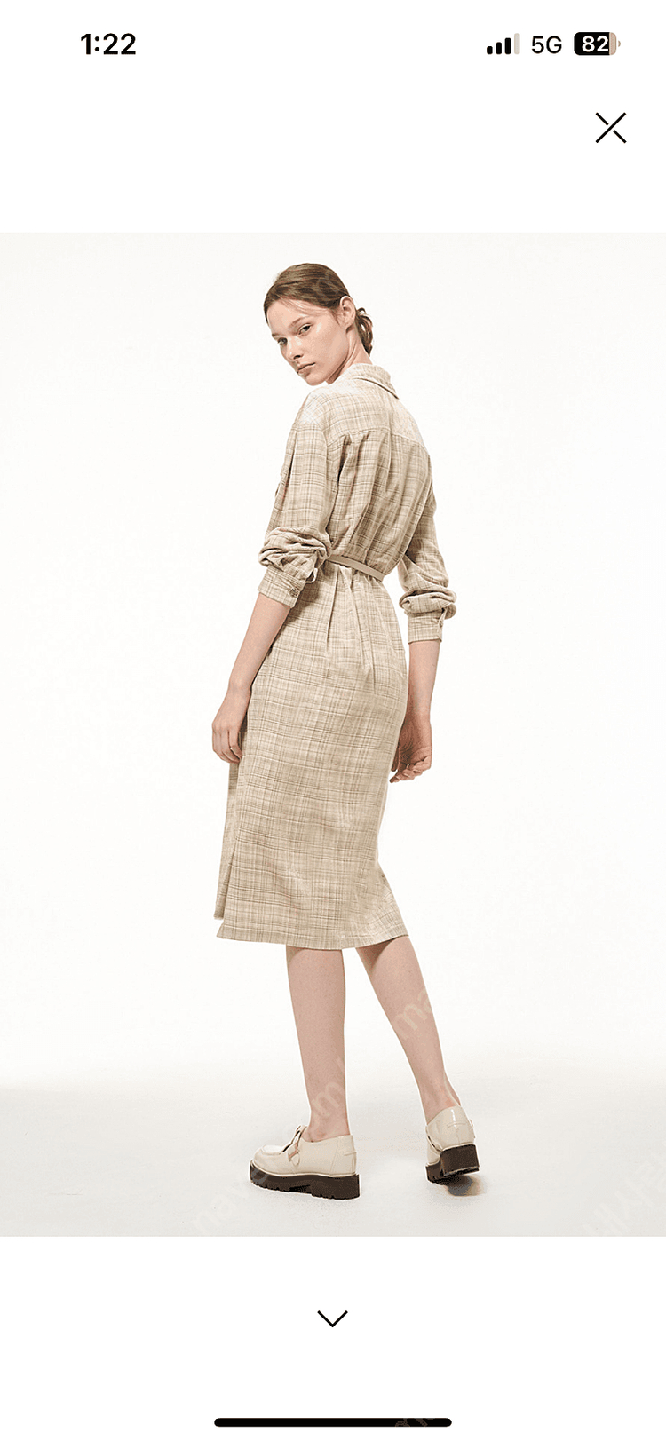 한섬 타임 time 체크 셔츠 벨티드 원피스 이미지