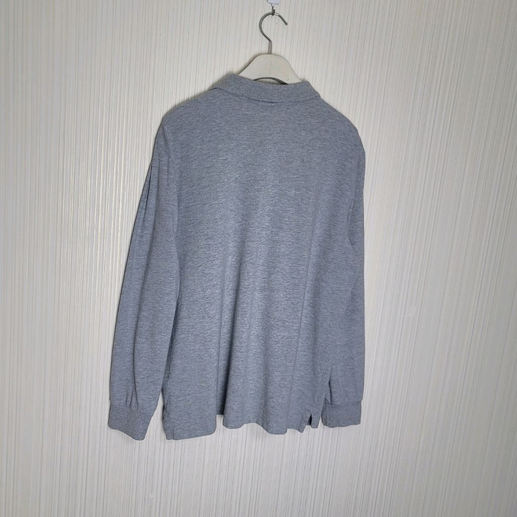 105_폴로 긴팔 카라티셔츠 그레이 커스텀슬림 랄프로렌--2