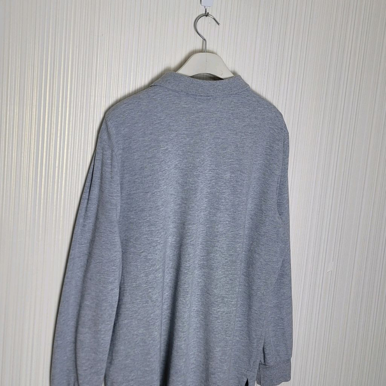 105_폴로 긴팔 카라티셔츠 그레이 커스텀슬림 랄프로렌--3
