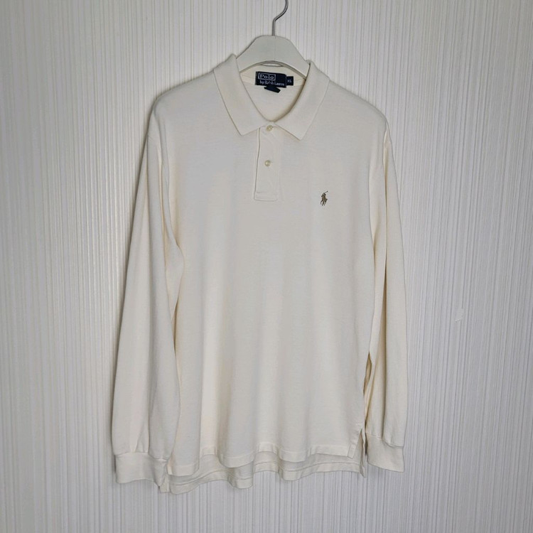 105_폴로 긴팔 카라티셔츠 크림 랄프로렌 피케--1