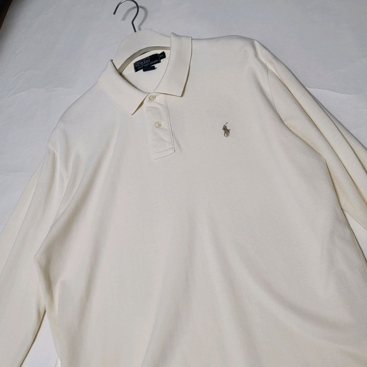 105_폴로 긴팔 카라티셔츠 크림 랄프로렌 피케--4