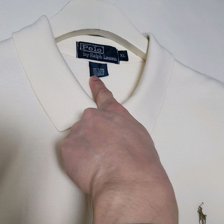 105_폴로 긴팔 카라티셔츠 크림 랄프로렌 피케--5
