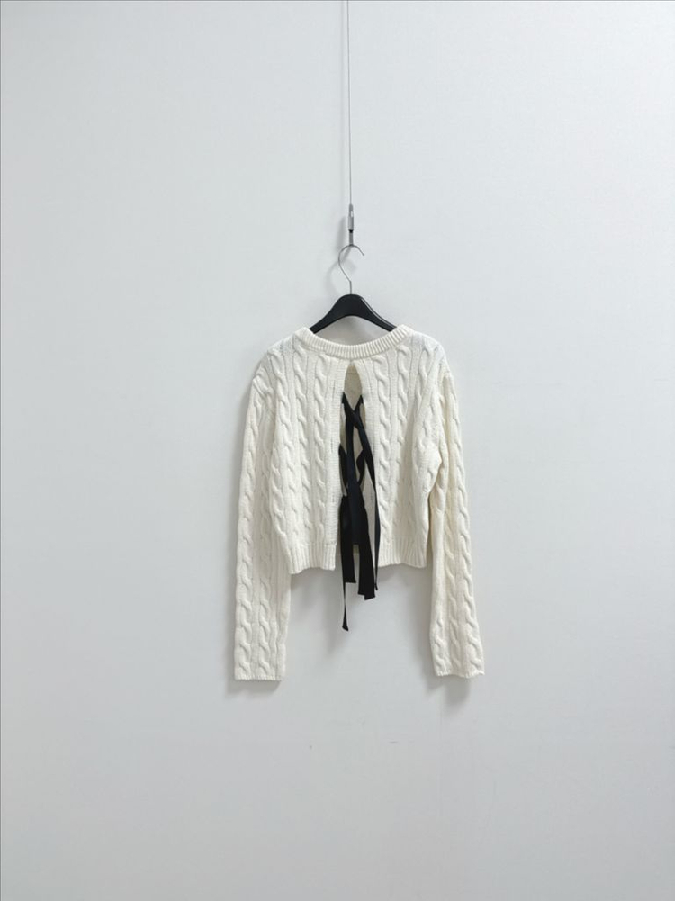 르스모킹 백타이 코튼 케이블 니트 이미지