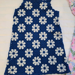 반택포) 자라 크로쉐 블루 원피스 6y