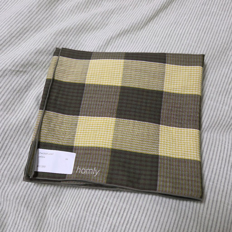 홈리 체크 스카프 옐로우 / 목도리 머플러 유스 브라운야드 블랭크룸 러프사이드 포터리--2