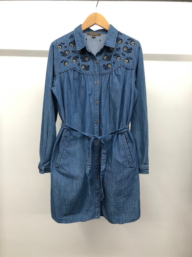 써스데이아일랜드 자수 데님 원피스 S--1