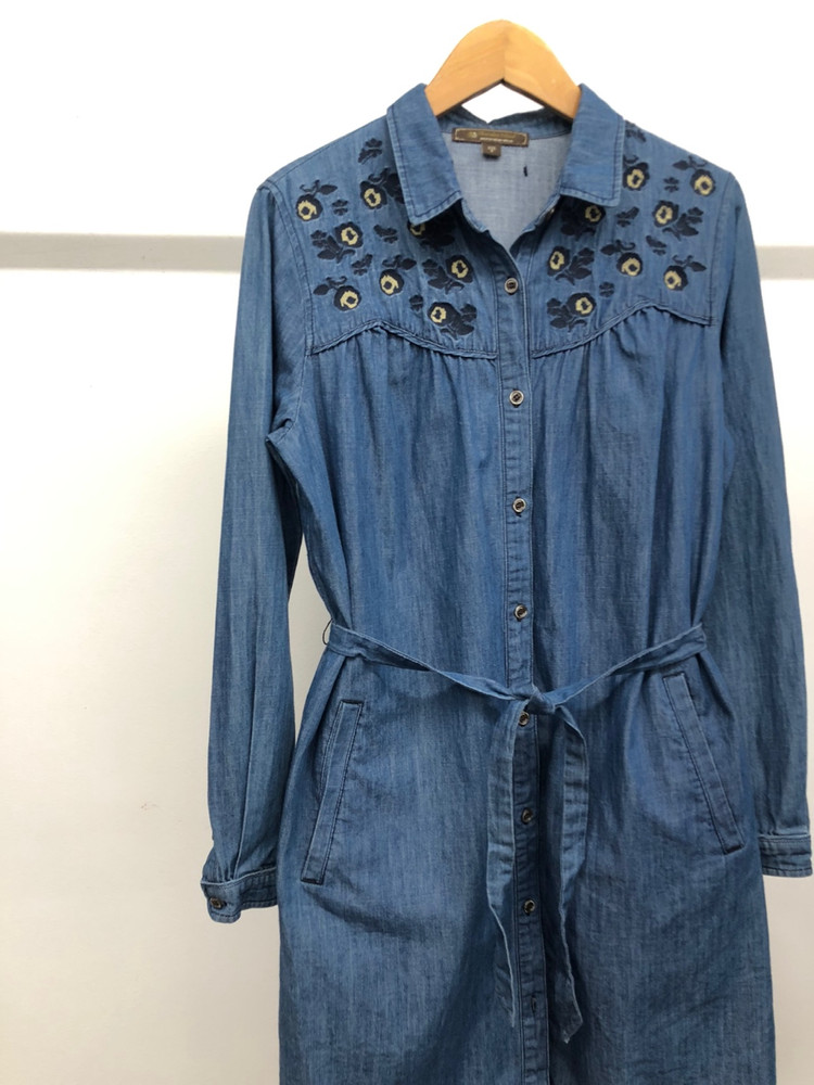 써스데이아일랜드 자수 데님 원피스 S--3