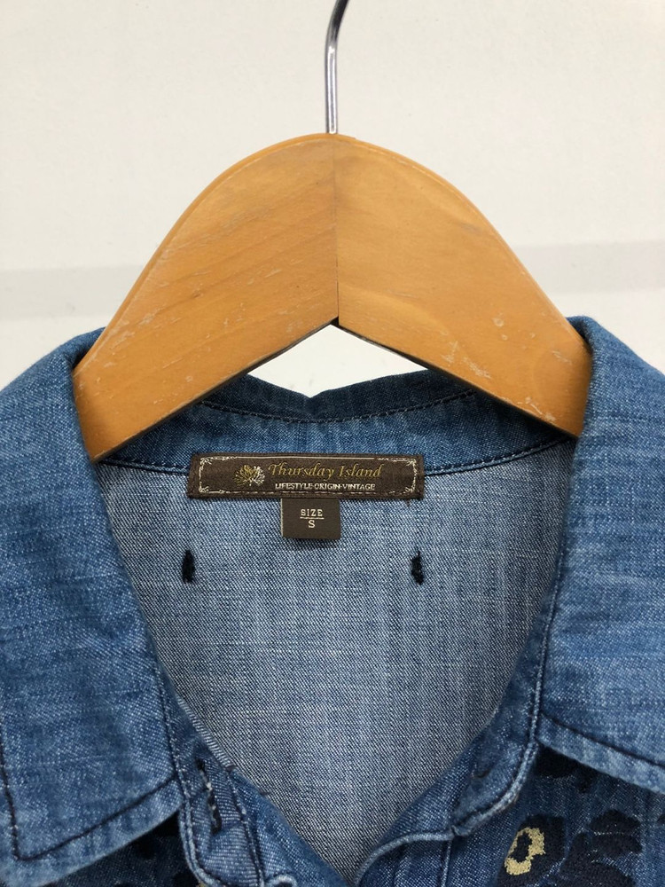 써스데이아일랜드 자수 데님 원피스 S--4