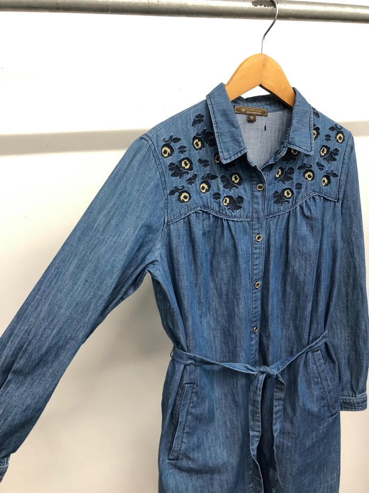 써스데이아일랜드 자수 데님 원피스 S--2