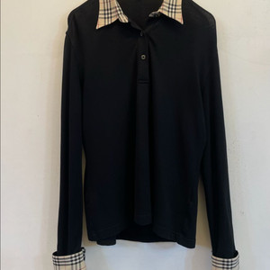 정품 버버리 체크 카라티 L 긴팔티셔츠:)