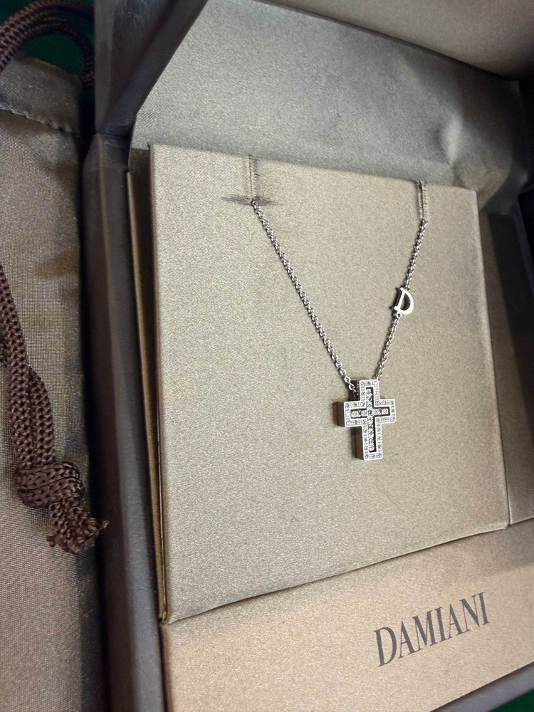 다미아니 벨에포크 십자가 목걸이 화이트골드 xs사이즈--1