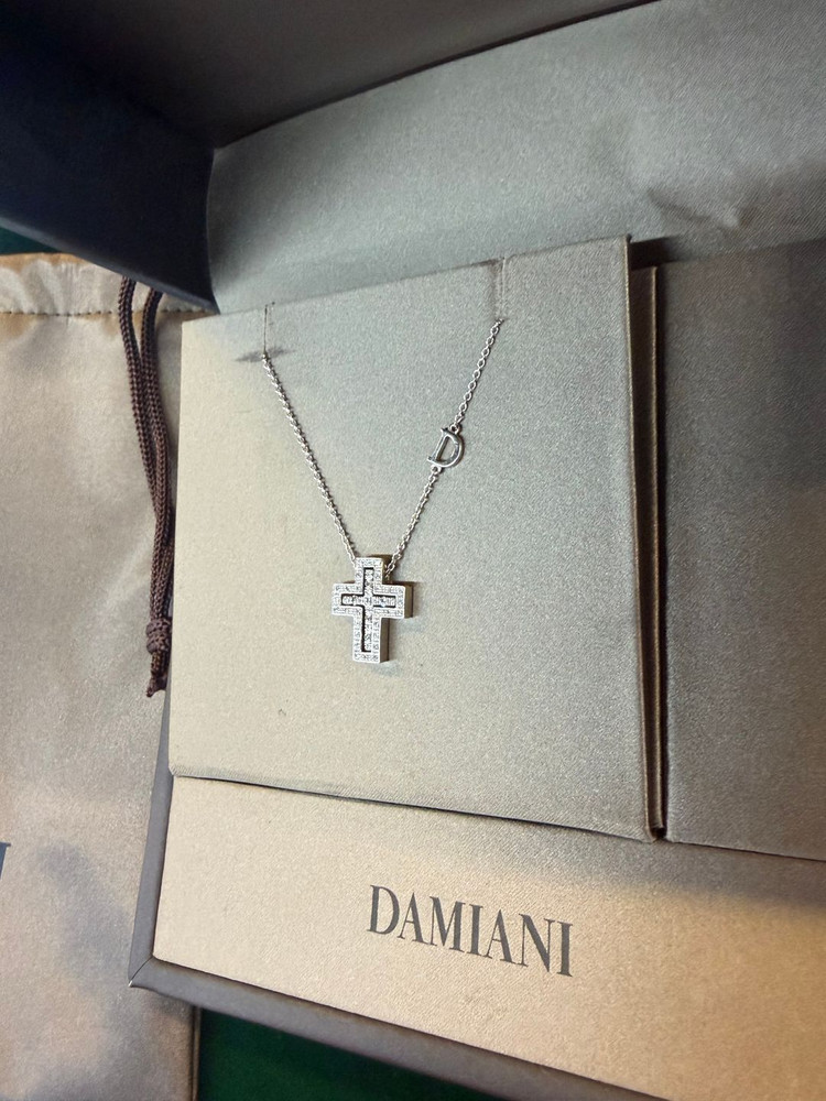 다미아니 벨에포크 십자가 목걸이 화이트골드 xs사이즈--2