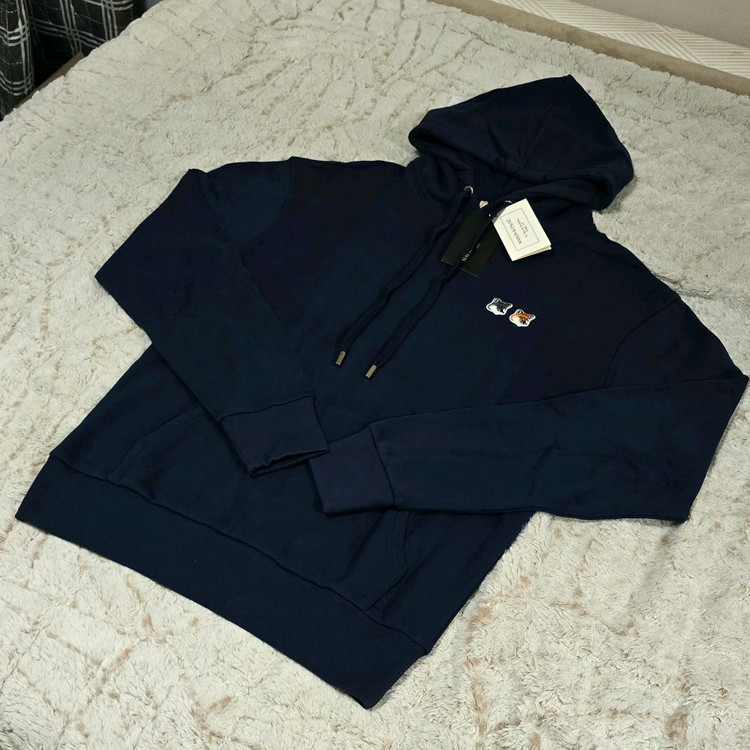 메종키츠네 더블폭스 후드티 네이비 XL사이즈(국내105사이즈) 이미지