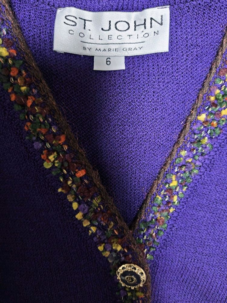 센죤 ST.JOHN 멀티 컬러 트위드 라이닝 니트 가디건 자켓 (6)--8