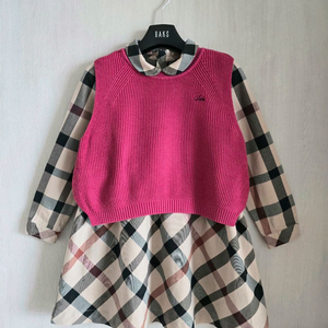닥스키즈 여아 체크 원피스 니트 조끼 110-120사이즈 이미지