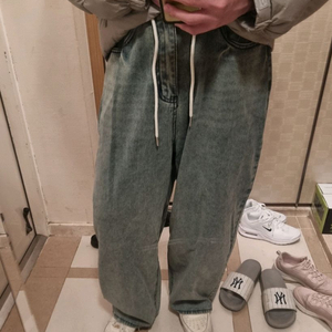연청 데님 와이드 팬츠 (밴딩)