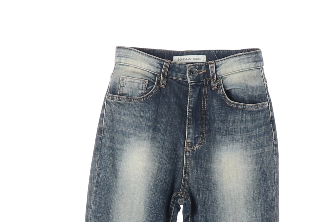보헤미안서울 워싱 스트레이트 하이 라이즈 데님 청바지 S 이미지