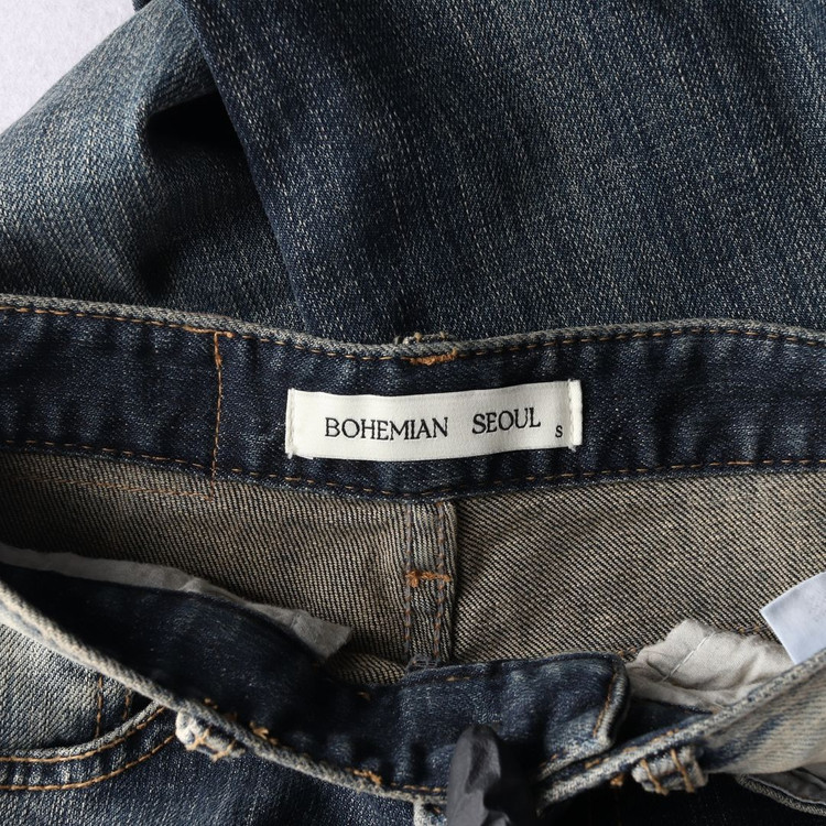 보헤미안서울 워싱 스트레이트 하이 라이즈 데님 청바지 S 이미지