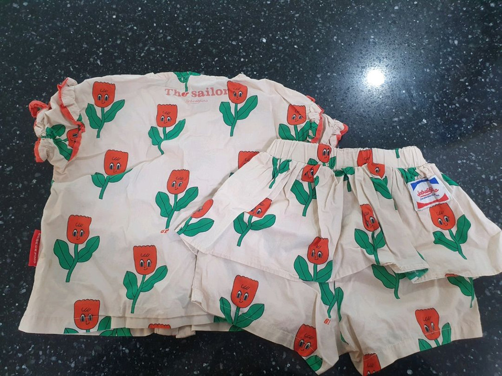 베베드피노 튤립블라우스 셋업, 아기상하복 90--1