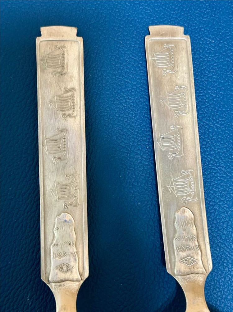 노르웨이 빈티지 Konge Tinn 샐러드 서버 세트 (박스포함) 이미지