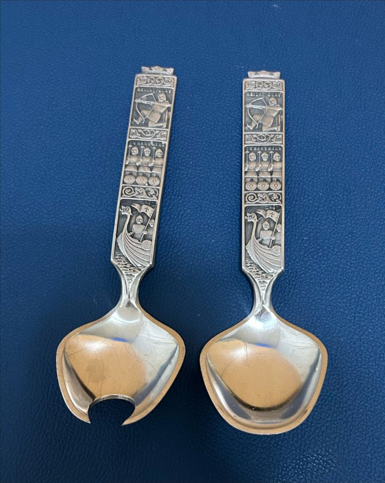 노르웨이 빈티지 Konge Tinn 샐러드 서버 세트 (박스포함) 이미지