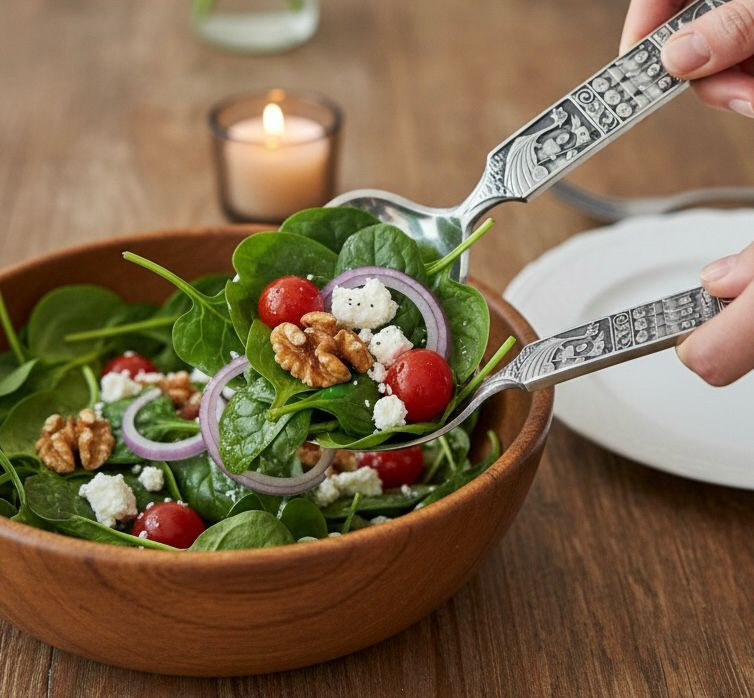 노르웨이 빈티지 Konge Tinn 샐러드 서버 세트 (박스포함) 이미지