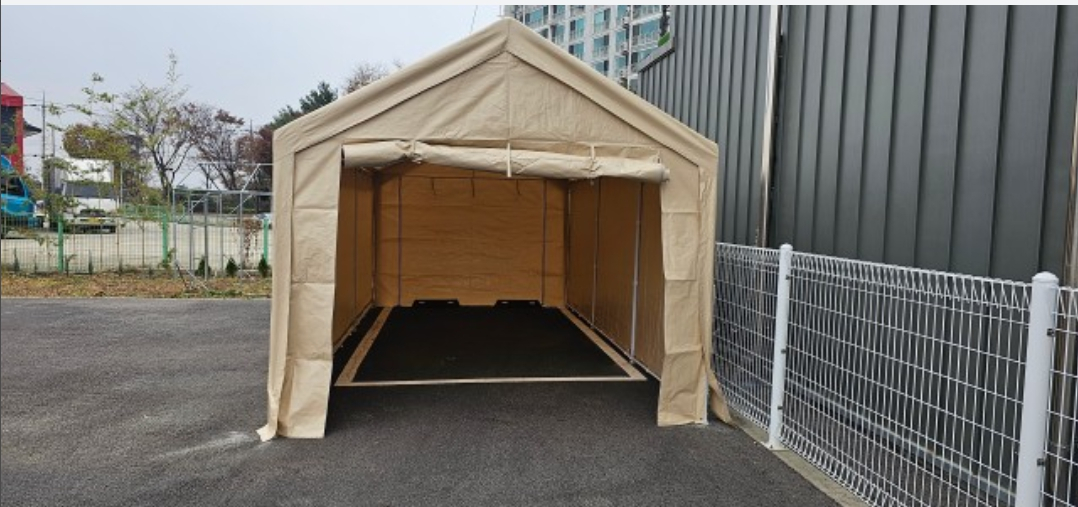 간이 주차 천막 야외 차고지 캐노피 방수 그늘막 조립식 창고 차량용 농막 차양막 이미지
