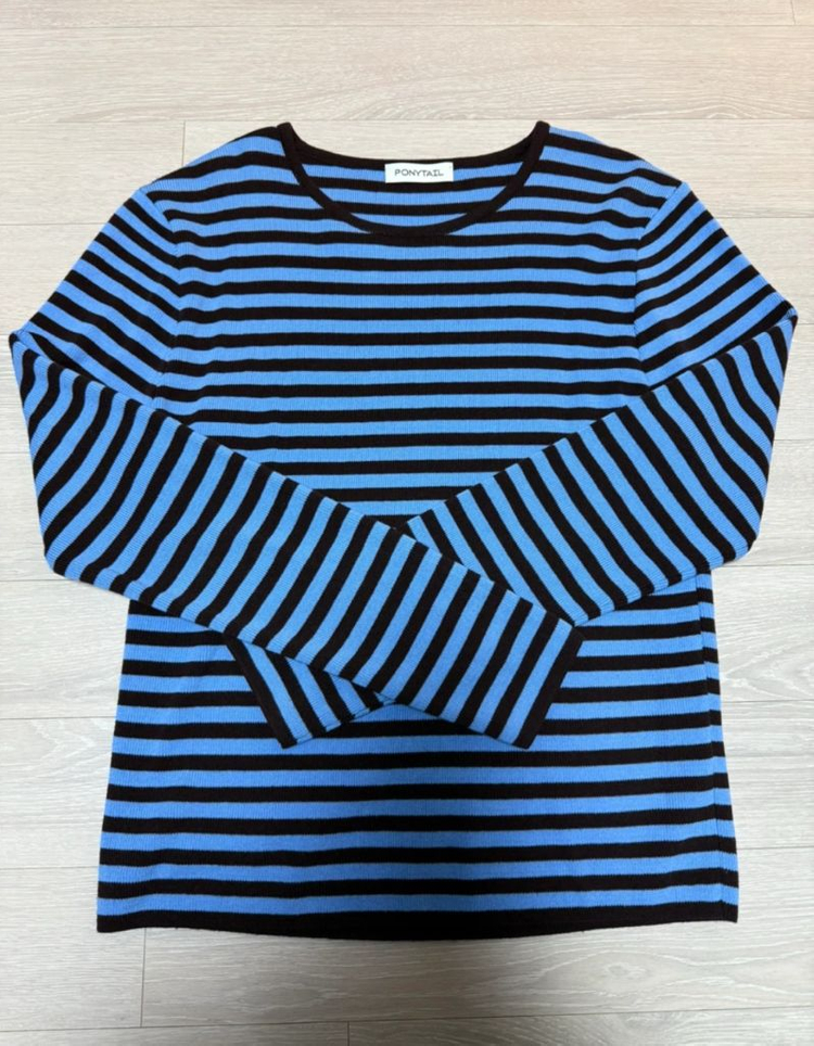 129,000-> 90,000원 PONITAIL 포니테일 스트라이프 티셔츠 이미지