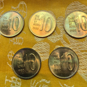 1980년 10원 동전 5개 세트 이미지