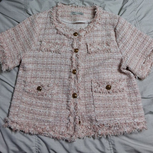 반팔 봄여름 핑크트위드자켓 55~66 모리스커밍홈