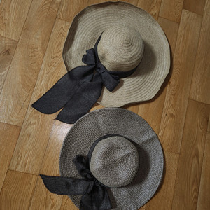 리본 장식 패션모자 2개 세트