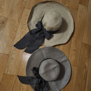 리본 장식 패션모자 2개 세트