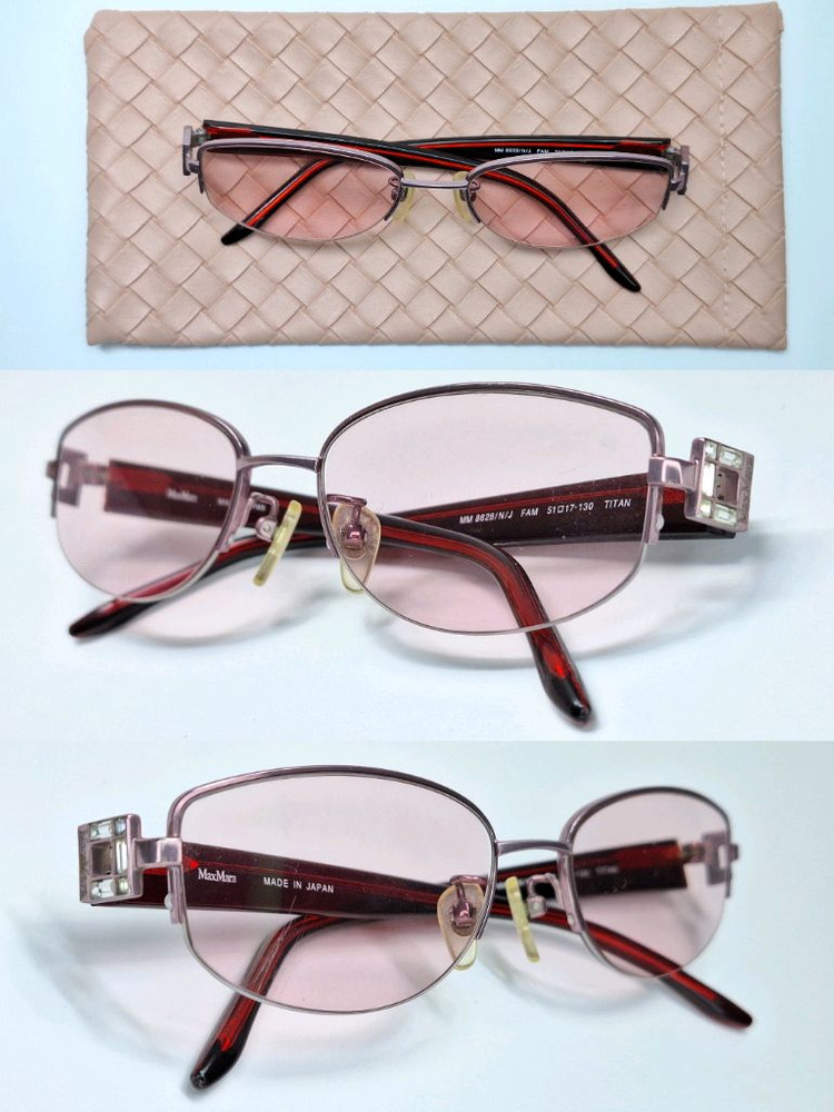 막스마라 MAX MARA mm 8628 티타늄 반무테 안경테 일본 제조 수입 패션 아이웨어 여성용 레트로 빈티지--2