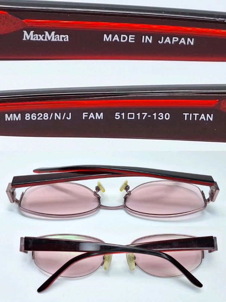 막스마라 MAX MARA mm 8628 티타늄 반무테 안경테 일본 제조 수입 패션 아이웨어 여성용 레트로 빈티지 이미지