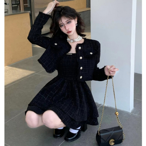 블랙 트위드 투피스 새상품