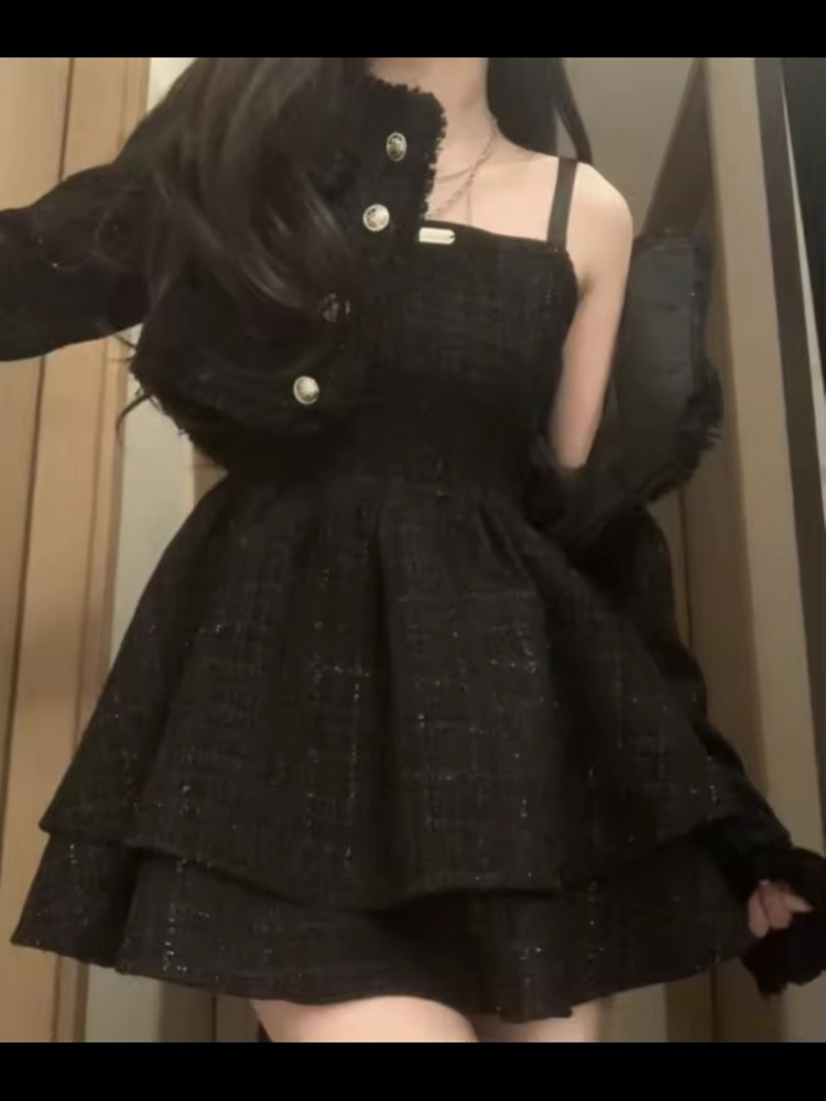 블랙 트위드 투피스 새상품--2