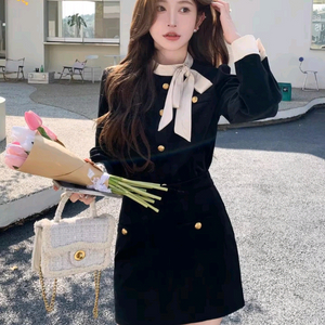 리본 타이 미니 투피스 새상품