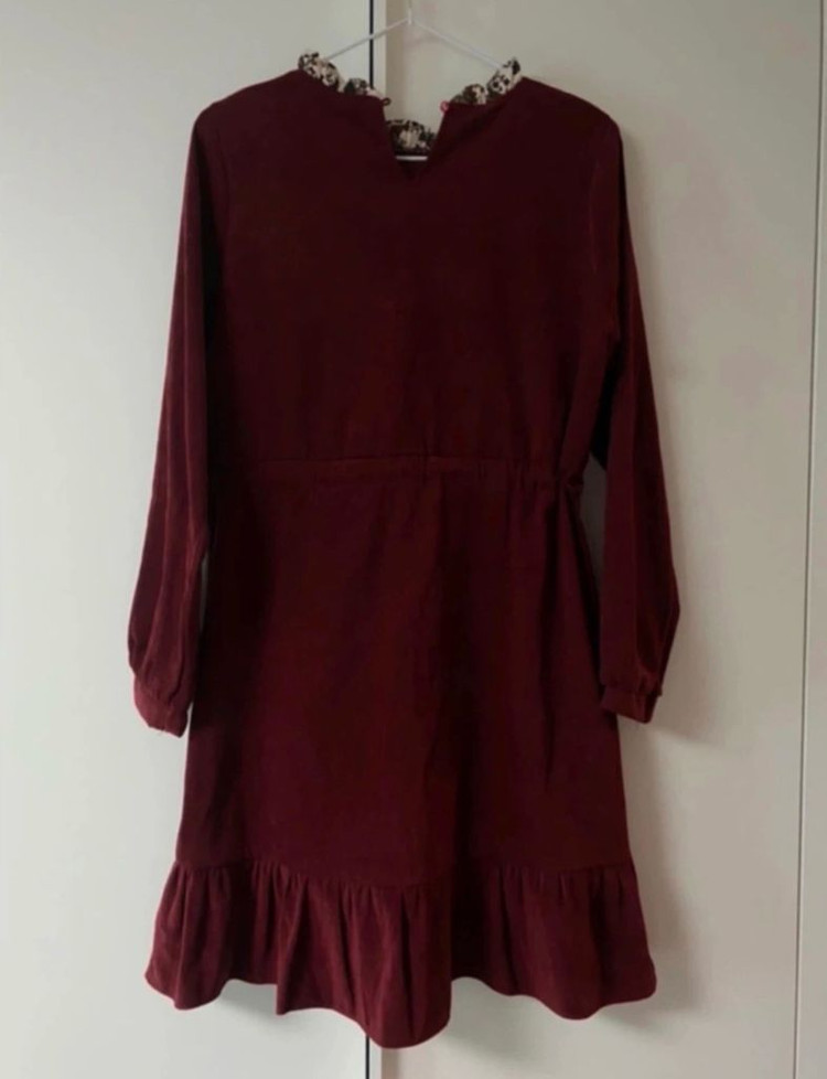 와인색 연말 크리스마스 파티 원피스--4