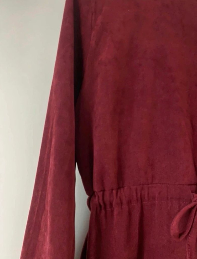 와인색 연말 크리스마스 파티 원피스--5