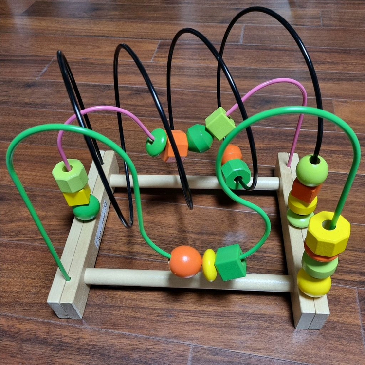 이케아 원목 구슬꿰기 미로 롤러코스터 장난감 소근육 이미지