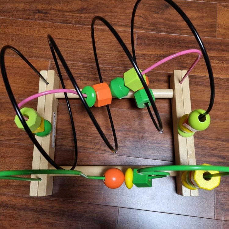 이케아 원목 구슬꿰기 미로 롤러코스터 장난감 소근육 이미지