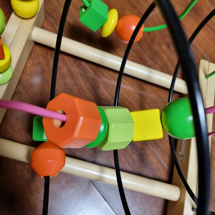 이케아 원목 구슬꿰기 미로 롤러코스터 장난감 소근육 이미지