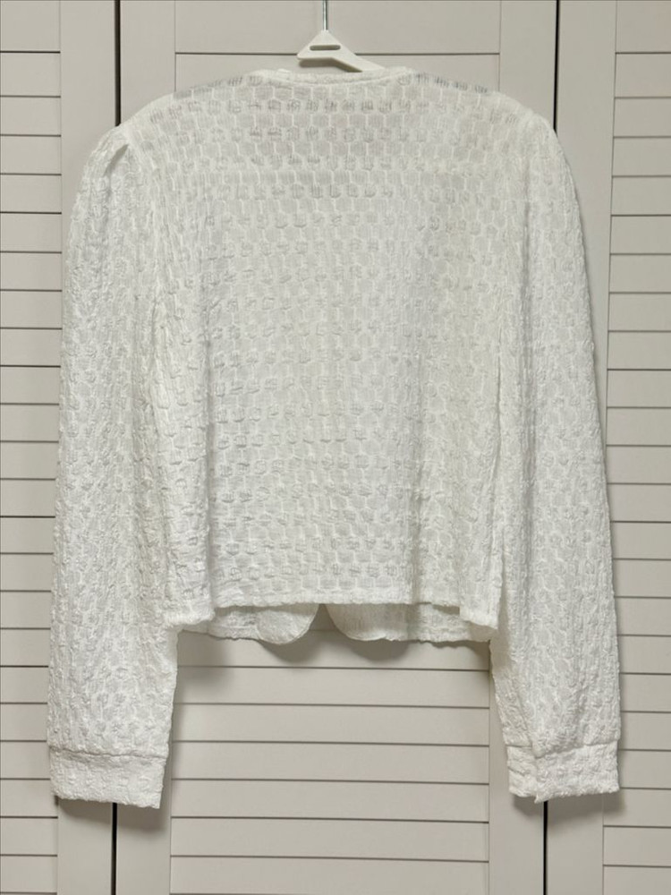 #새상품 : 트위드 자켓 스타일 진주넥 가디건 화이트--1