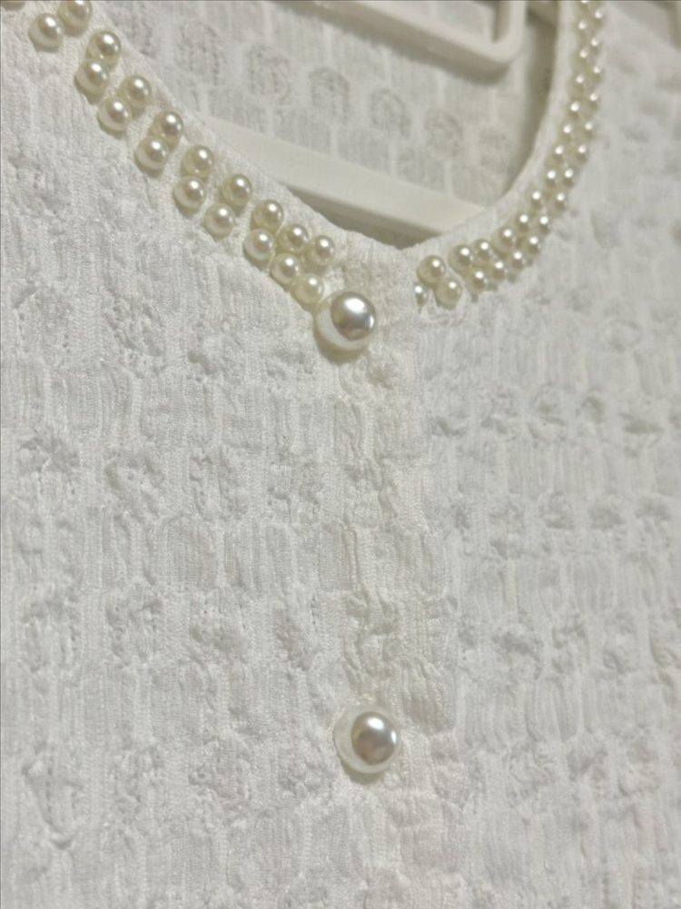 #새상품 : 트위드 자켓 스타일 진주넥 가디건 화이트--2