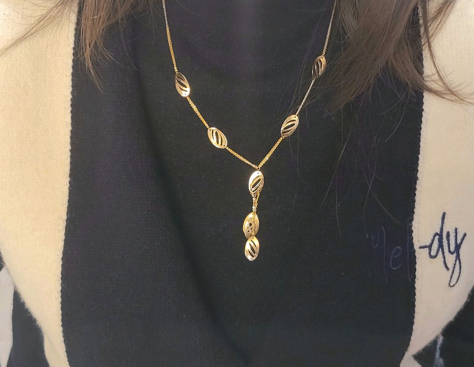 여성)18k 두줄 체인 목걸이. 이미지