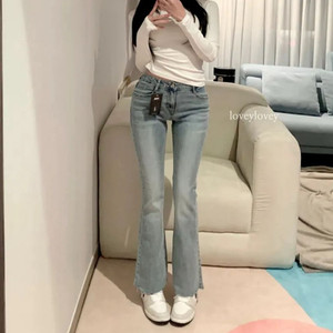 에이블리 로우라이즈 부츠컷 데님 연청 키작녀 청바지 S 이미지