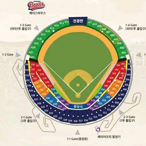 최저가 두산베어스 1루 블루 2연석 중앙네이비 21일 22일 2연석