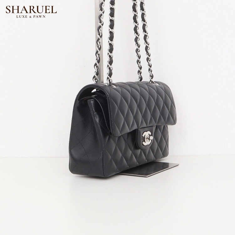 샤넬 클래식 스몰 램스킨 플랩백 은장 A01113 내장칩--3