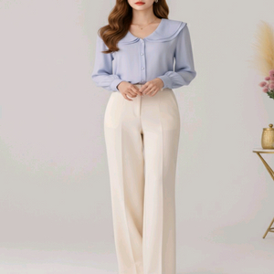 쉬폰 시스루 러플 프릴 블라우스ㅡ무배